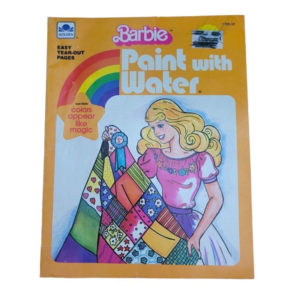 Vintage Barbie Paint With Water Little Golden Book Coloring Book Retro 1984